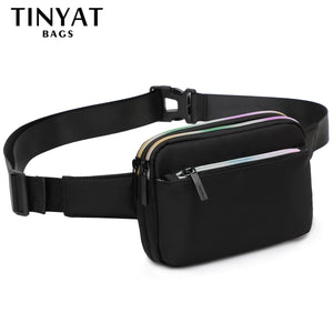 TINYAT Waist Bag pack Casual Phone Belt Bag Pouch Canvas Fanny Banana Bag
