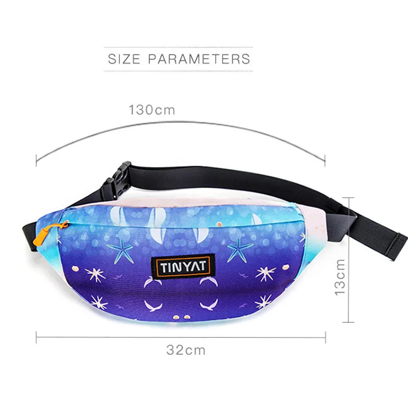 TINYAT Colorful Waist Bag Fanny Pack Outdoor Running Banana Belt Bag