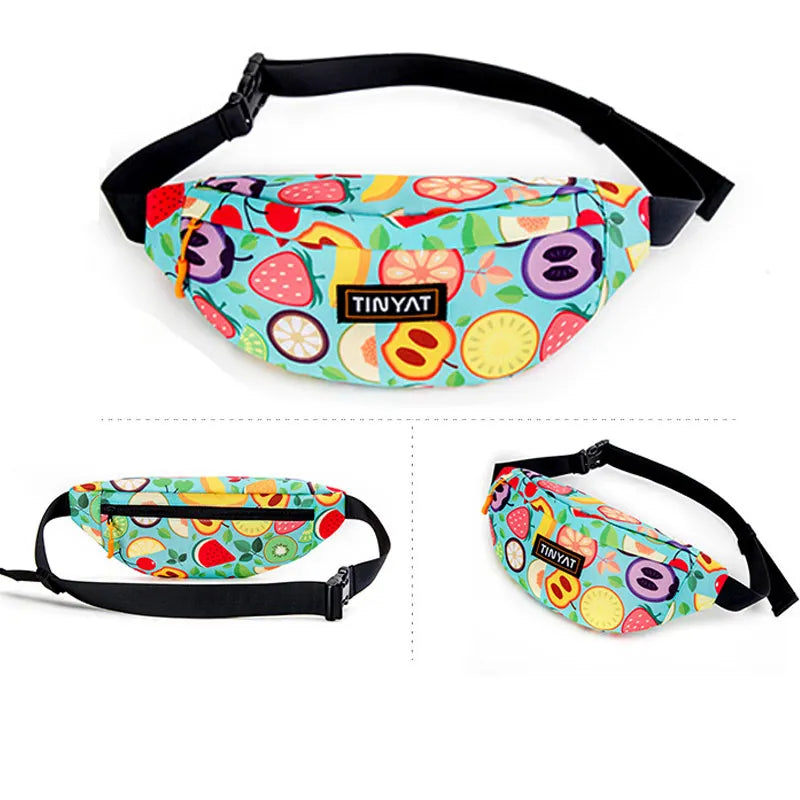 TINYAT Colorful Waist Bag Fanny Pack Outdoor Running Banana Belt Bag