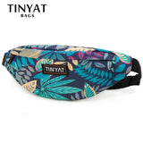 TINYAT Belt Bag Maple Leaf Printing Waist Fanny Pack Outdoor Sports Bum Hip Bag