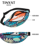 TINYAT Belt Bag Maple Leaf Printing Waist Fanny Pack Outdoor Sports Bum Hip Bag