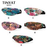 TINYAT Belt Bag Maple Leaf Printing Waist Fanny Pack Outdoor Sports Bum Hip Bag