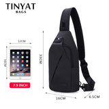 Men's Chest Bag Double Headphone Jack Shoulder Crossbody Bag