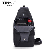 Men's Chest Bag Double Headphone Jack Shoulder Crossbody Bag