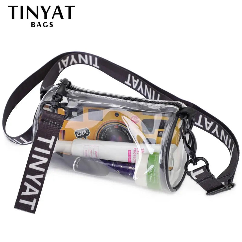 Transparent Women Bag Clear PVC Crossbody Bag Barrel Women Shoulder Bag