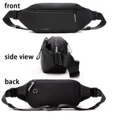 Men's PU Waist Bag Waterproof Sports Fanny Pack Anti Theft Belt Pouch