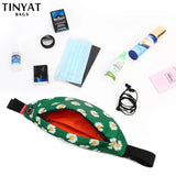 Women Print Daisy Waist pack Bag Female Canvas Bag Belt Casual Belt Pouch