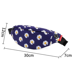 Women Print Daisy Waist pack Bag Female Canvas Bag Belt Casual Belt Pouch