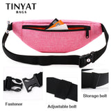 Canvas Waist Bag Red Female Belt Pack Girl Casual Fanny Pack