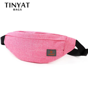 Canvas Waist Bag Red Female Belt Pack Girl Casual Fanny Pack