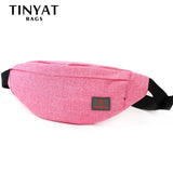 Canvas Waist Bag Red Female Belt Pack Girl Casual Fanny Pack