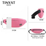Canvas Waist Bag Red Female Belt Pack Girl Casual Fanny Pack