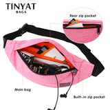 Canvas Waist Bag Red Female Belt Pack Girl Casual Fanny Pack