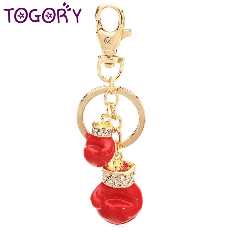Rhinestone Boxing Gloves Key Chain Holder Purse Bag Car Gift Keychains