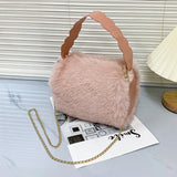 Women Furry Handbag Short Handle Crossbody Satchel Totes Purse Backpack