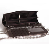 Cowhide Leather Clutch Crossbody Bag Snake Pattern Khaki Chain