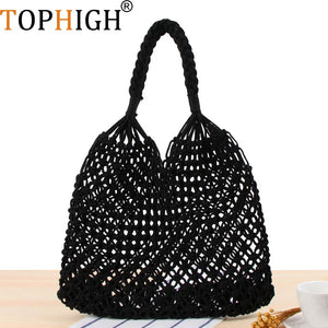 Bohemian Weaving Cotton Rope Handbag Hollow Straw Bag