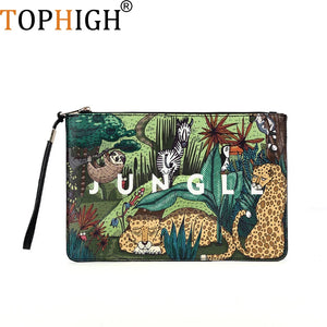 Animal Prints Envelope Purse High Capacity Clutch Handbag