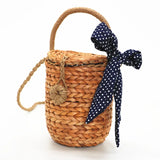 Straw Tote Summer Holiday Leisure Bag Ribbon Woven Handbag
