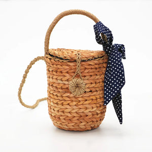Straw Tote Summer Holiday Leisure Bag Ribbon Woven Handbag