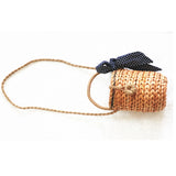 Straw Tote Summer Holiday Leisure Bag Ribbon Woven Handbag