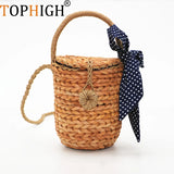 Straw Tote Summer Holiday Leisure Bag Ribbon Woven Handbag