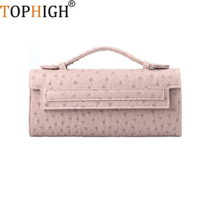 Women Ostrich Patern Leather Clutch Tote Bag Shoulder Bags Purse Handbag