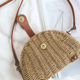 Woman Straw Bag Semi-Circle Shoulder Bag Rattan Handbag Summer Beach Bag
