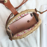 Woman Straw Bag Semi-Circle Shoulder Bag Rattan Handbag Summer Beach Bag