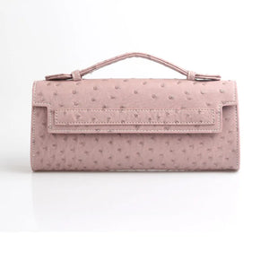 Ostrich Pattern Leather Tote Clutch Bag for Women