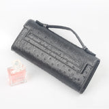 Ostrich Pattern Leather Tote Clutch Bag for Women