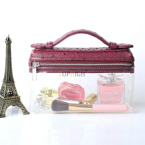 Women Clear Transparent Handbag PVC Tote Ostrich /Snake Pattern Bags Purse