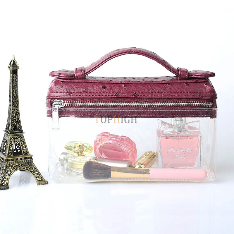 Women Clear Transparent Handbag PVC Tote Ostrich /Snake Pattern Bags Purse