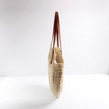 Women Large Raffia Straw Bag Beach Handbags Travel Shoulder Bags Red Apricot Tot
