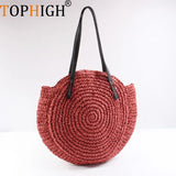Women Large Raffia Straw Bag Beach Handbags Travel Shoulder Bags Red Apricot Tot