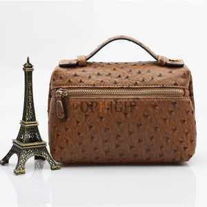 TOPHIIGH Leather Portable Bag For Women Clutch Snake Red Coffee