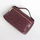 TOPHIIGH Leather Portable Bag For Women Clutch Snake Red Coffee