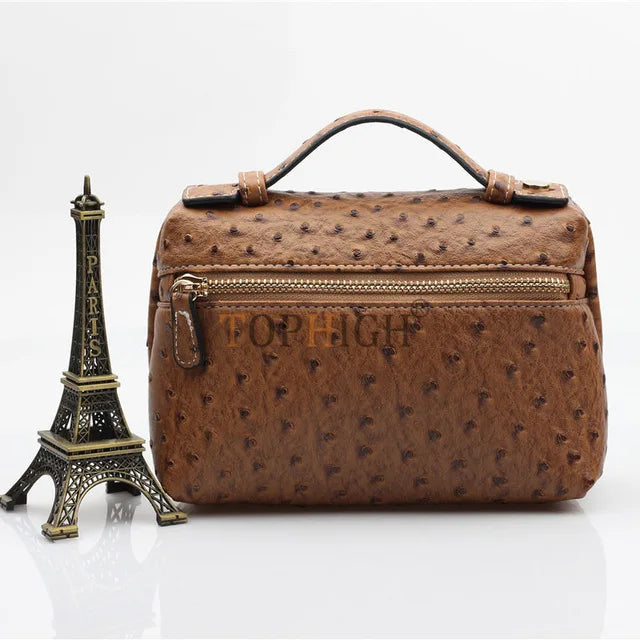 TOPHIIGH Leather Portable Bag For Women Clutch Snake Red Coffee
