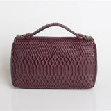 TOPHIIGH Leather Portable Bag For Women Clutch Snake Red Coffee