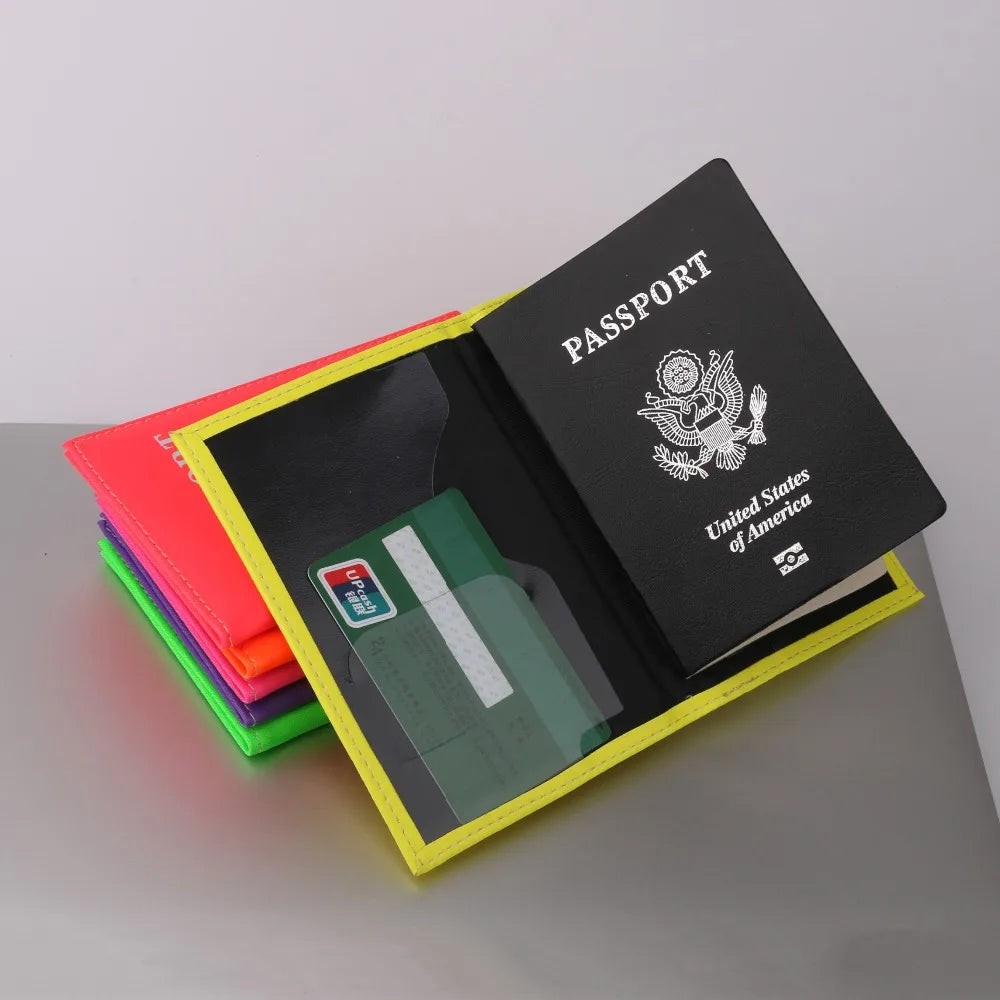 Colorful Allochromatic Embossed Leather Passport Wallet