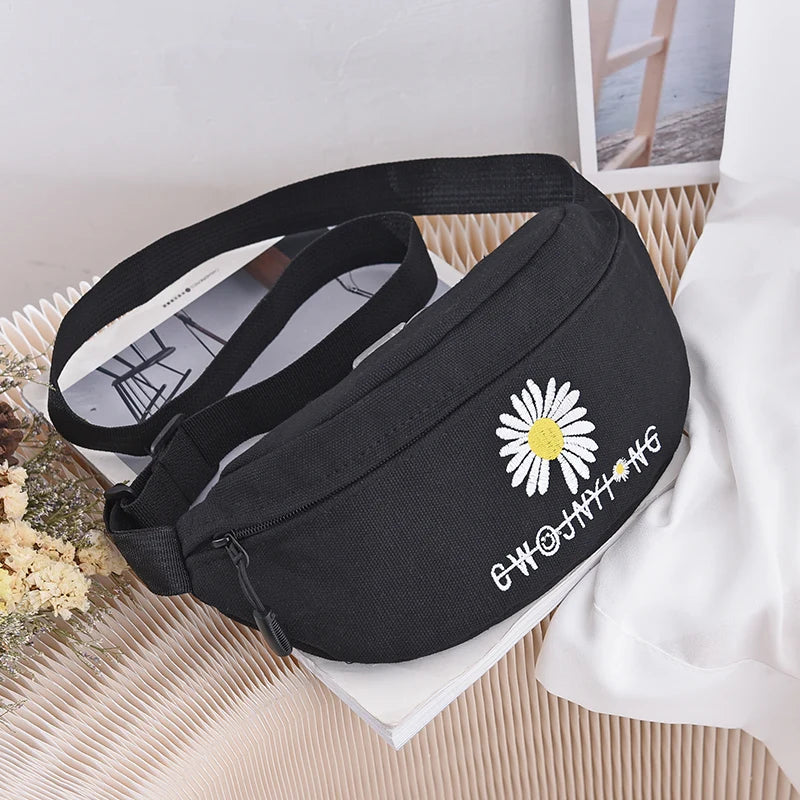 Embroidered Daisy Waist Pack for Women