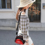 Fashionable Square Bag Womens Zipper Print Small Purses Shoulder Bag