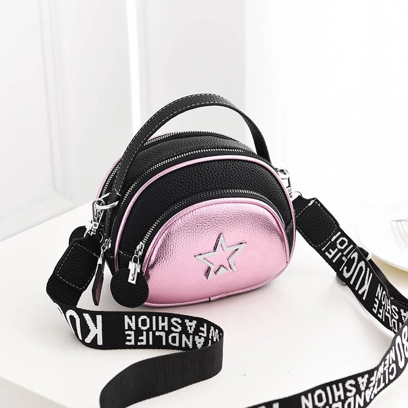 Fashionable Square Bag Womens Zipper Print Small Purses Shoulder Bag
