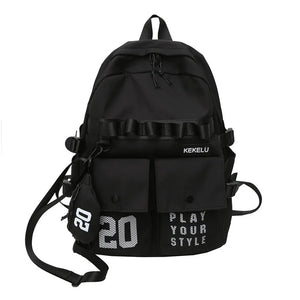 Hip Hop Cargo Backpack Women Large Capacity Nylon Laptop Mini Bags