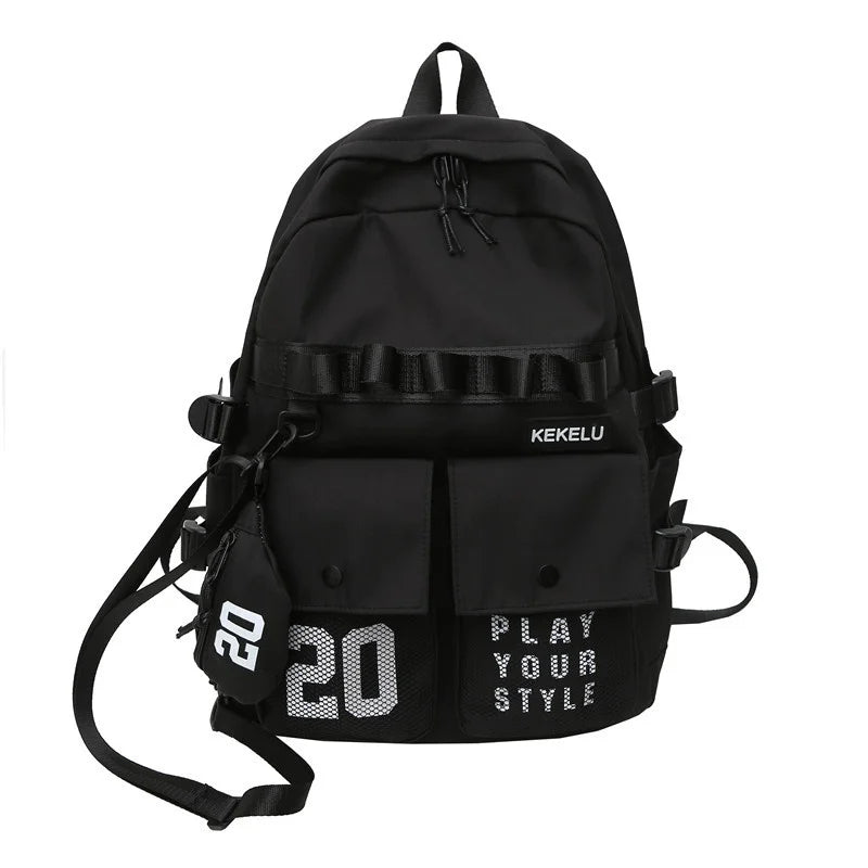 Hip Hop Cargo Backpack Women Large Capacity Nylon Laptop Mini Bags