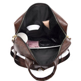 Anti Theft PU Leather Backpack Women Zipper Laptop Travel Bag