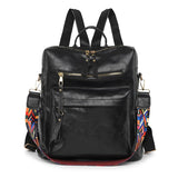 Anti Theft PU Leather Backpack Women Zipper Laptop Travel Bag