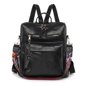 Anti Theft PU Leather Backpack Women Zipper Laptop Travel Bag