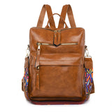 Anti Theft PU Leather Backpack Women Zipper Laptop Travel Bag