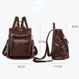 Anti Theft PU Leather Backpack Women Zipper Laptop Travel Bag